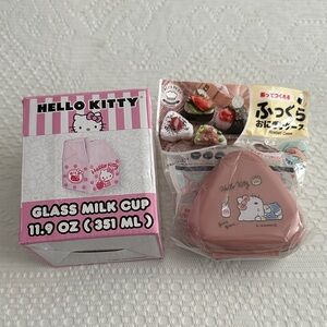 Hello Kitty Pink Glass Cup and Rice Mold Set